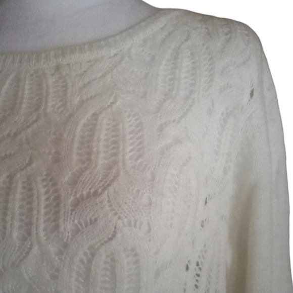 Sundance Chunky Cable Open Knit Lambswool Alpaca Blend Cream Sweater Size Medium - Picture 4 of 6
